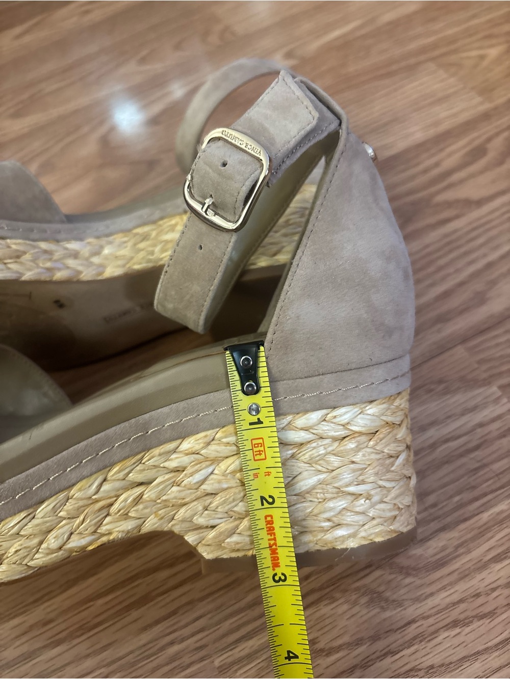 Vince Camuto Taupe Suede Espadrille Wedge Sandals Size 9M - Picture 3 of 10
